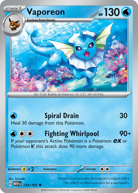Vaporeon Reverse Holo 134/165